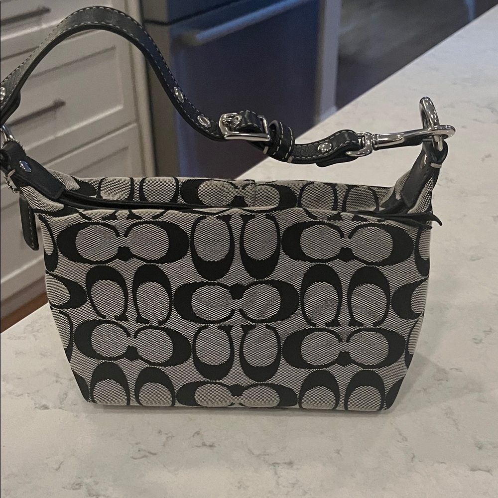 Coach Black and Gray Signature Shoulder Bag